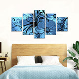 Vibrant 5-Piece Blue Flower Splash Canvas Wall Art