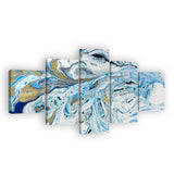 5-Piece Blue and Gold Marble Canvas Wall Art