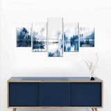 Tranquil 5-Piece Blue and White Lake Canvas Wall Art