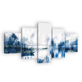 Tranquil 5-Piece Blue and White Lake Canvas Wall Art