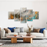 Dynamic 5-Piece Blue and Yellow Cloud Canvas Wall Art