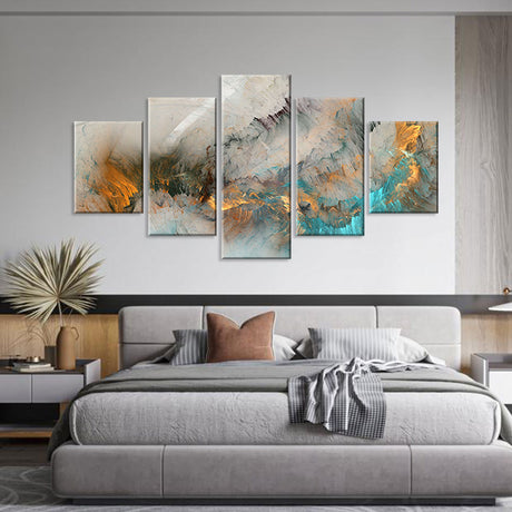 Dynamic 5-Piece Blue and Yellow Cloud Canvas Wall Art