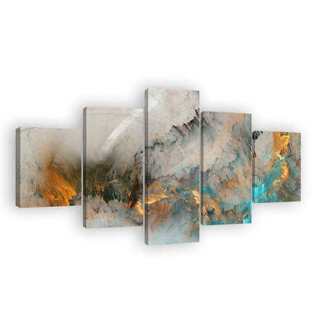 Dynamic 5-Piece Blue and Yellow Cloud Canvas Wall Art