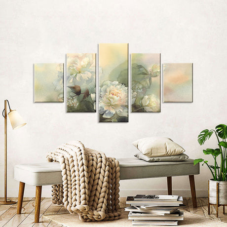 Abstract Bouquet of Peonies Canvas Wall Art