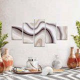 Elegant 5-Piece Brown Marble Abstract Canvas Wall Art