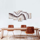 Elegant 5-Piece Brown Marble Abstract Canvas Wall Art