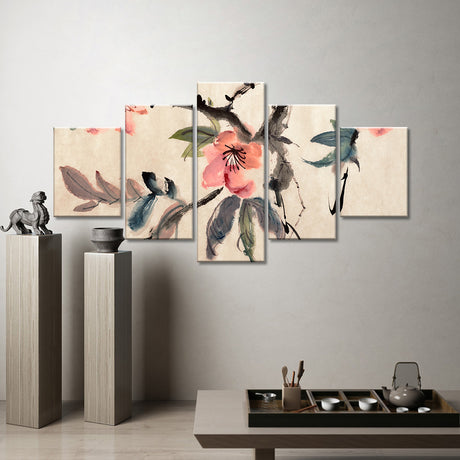 Abstract Chinese Watercolor Flower Canvas Wall Art