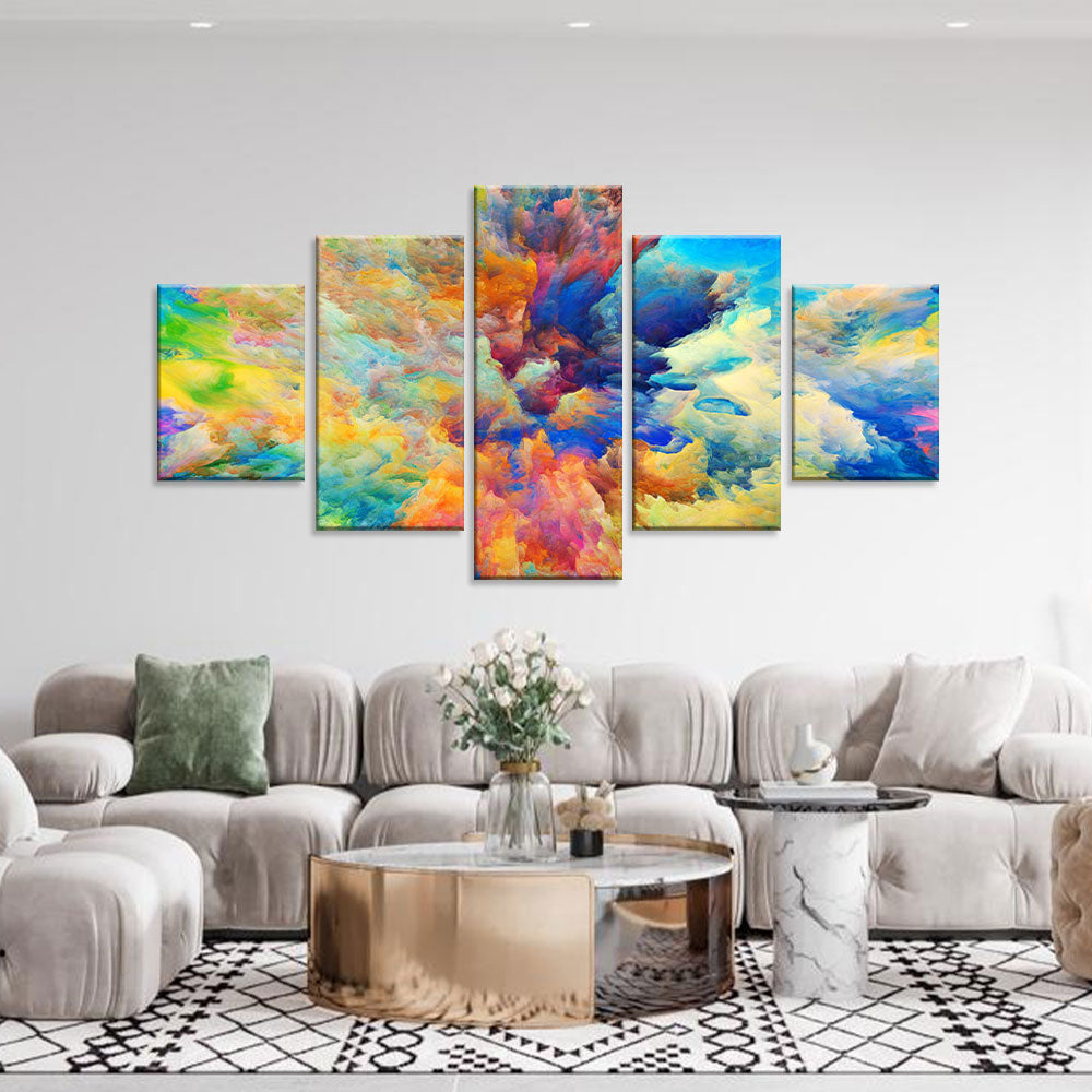 Vibrant 5-Piece Color Explosion Abstract Canvas Wall Art