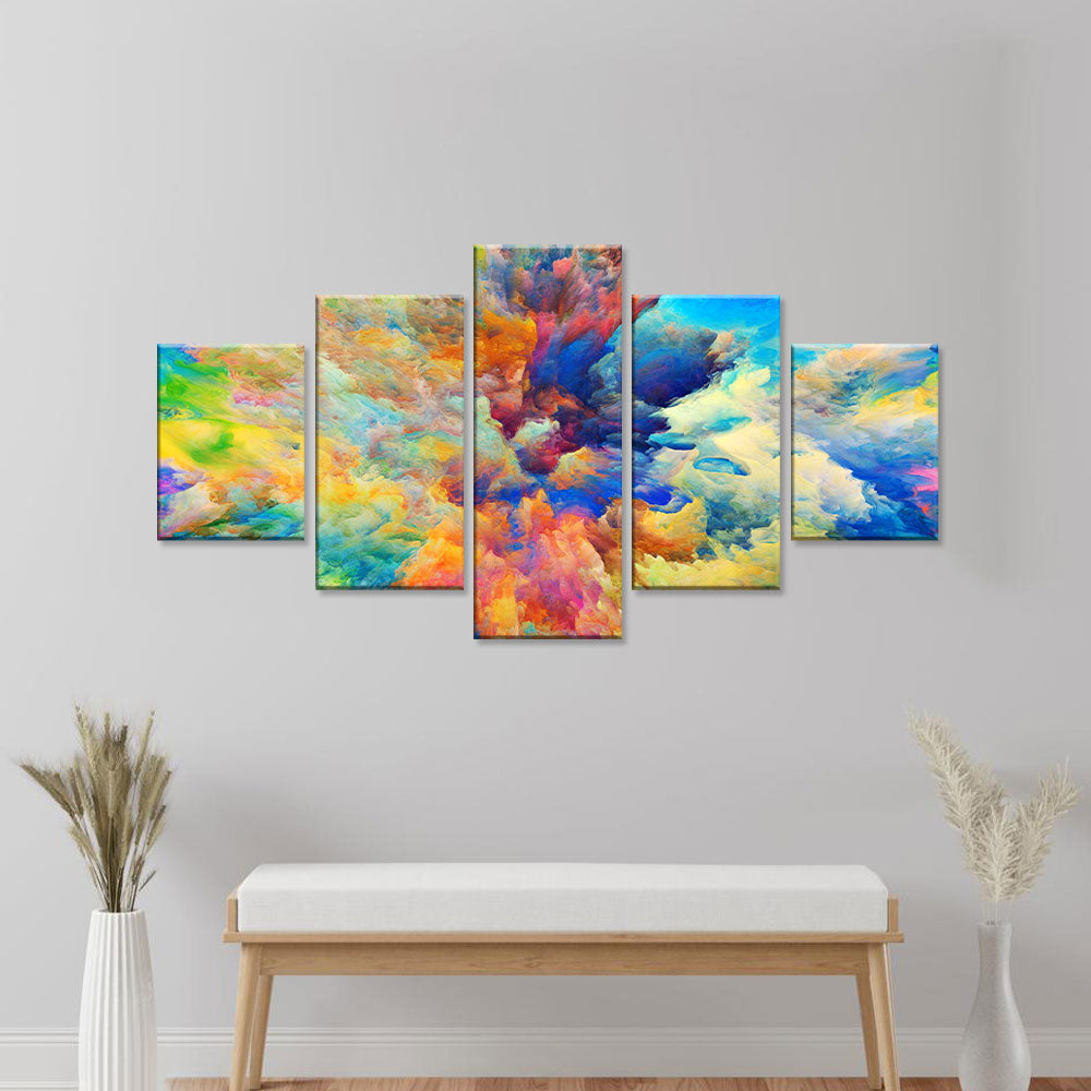 Vibrant 5-Piece Color Explosion Abstract Canvas Wall Art