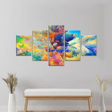 Vibrant 5-Piece Color Explosion Abstract Canvas Wall Art