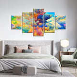 Vibrant 5-Piece Color Explosion Abstract Canvas Wall Art