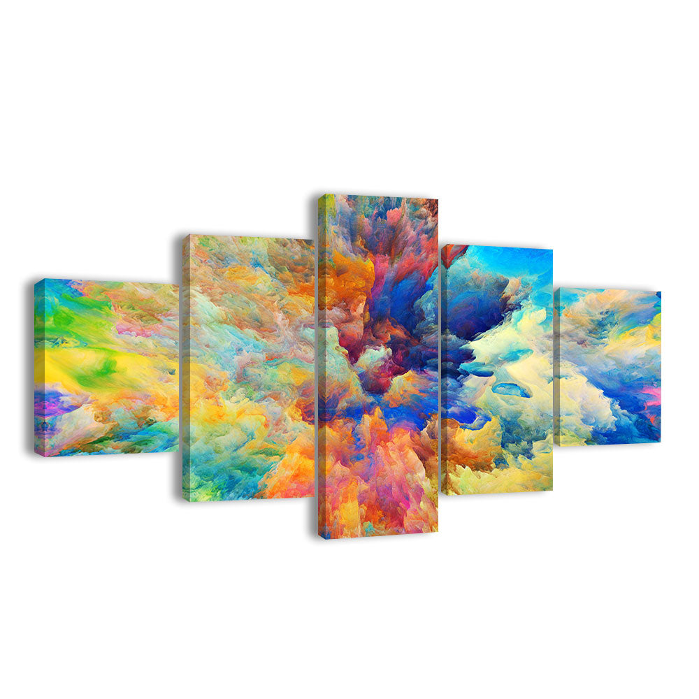 Vibrant 5-Piece Color Explosion Abstract Canvas Wall Art