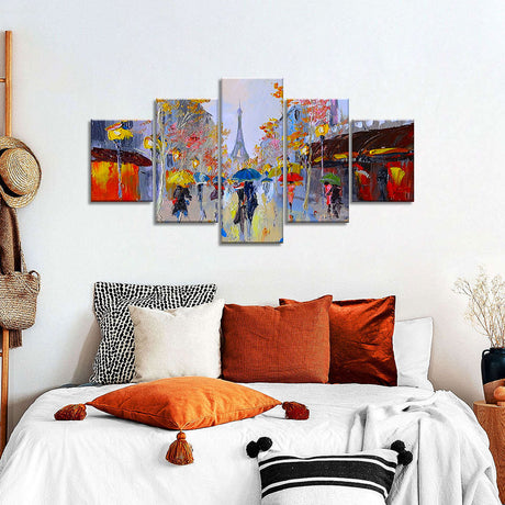 Colorful Couples in Paris City Canvas Wall Art