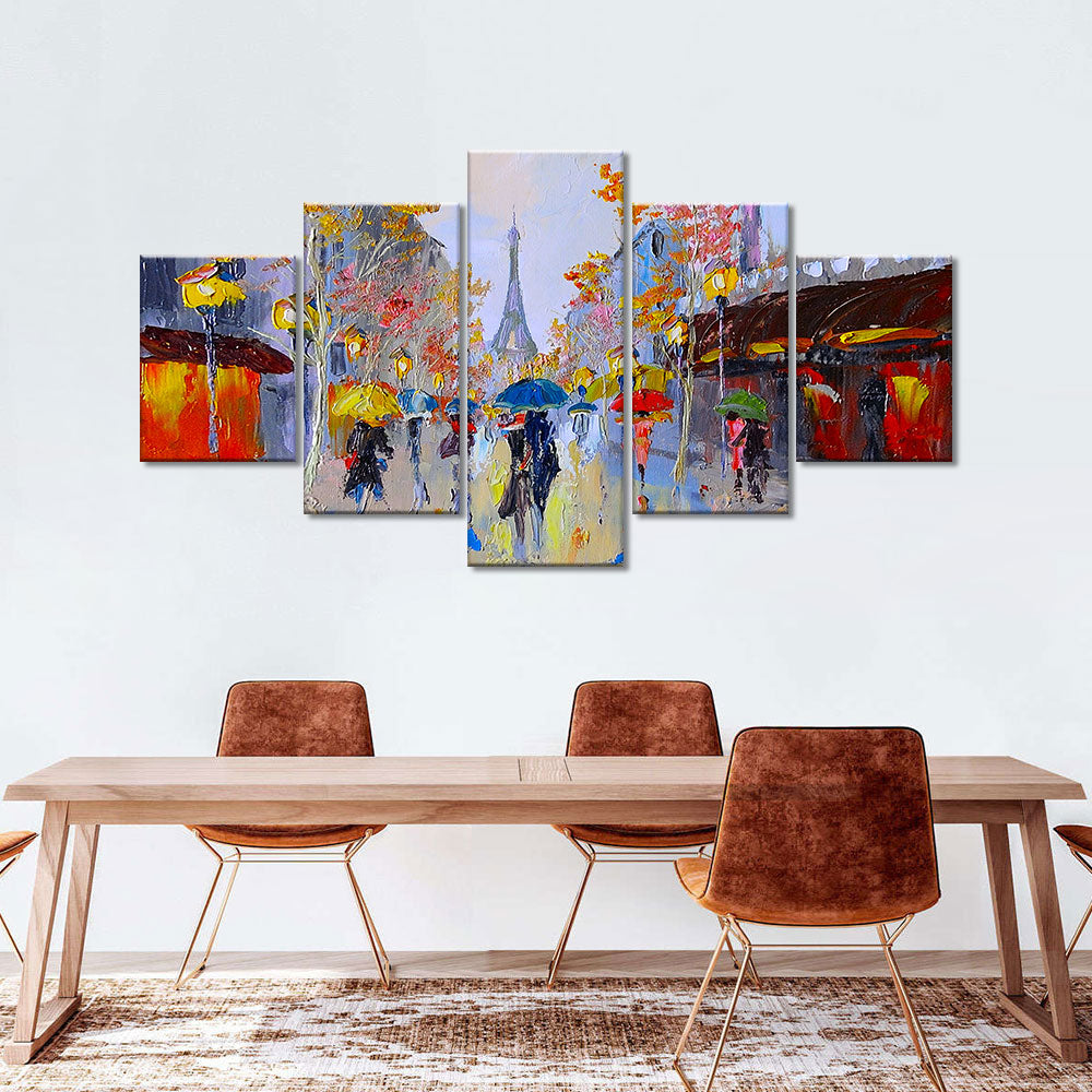 Colorful Couples in Paris City Canvas Wall Art