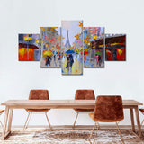 Colorful Couples in Paris City Canvas Wall Art