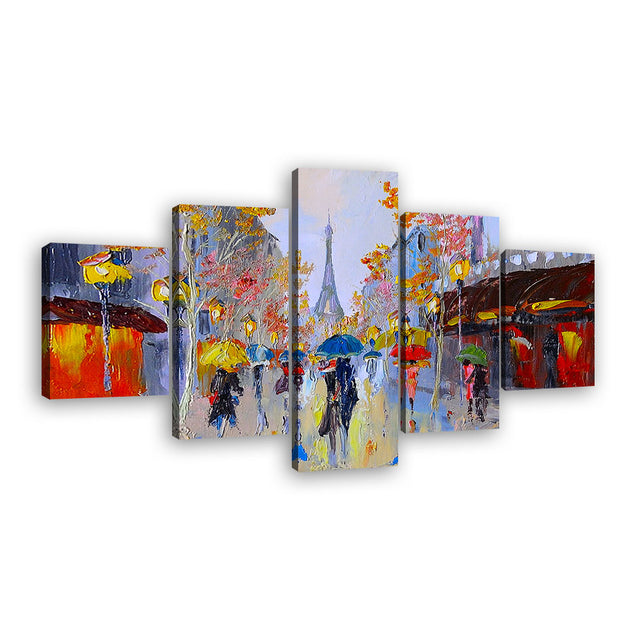 Colorful Couples in Paris City Canvas Wall Art