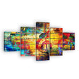 Vibrant 5-Piece Musical Notes Abstract Canvas Wall Art