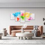 Abstract Colorful Paint Splatter World Map Canvas Wall Art