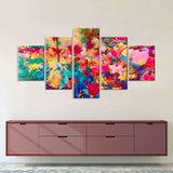 Abstract Colorful Watercolor Flowers Canvas Wall Art