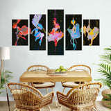 Enchanting 5-Piece Cosmic Fantasy Figures Canvas Wall Art