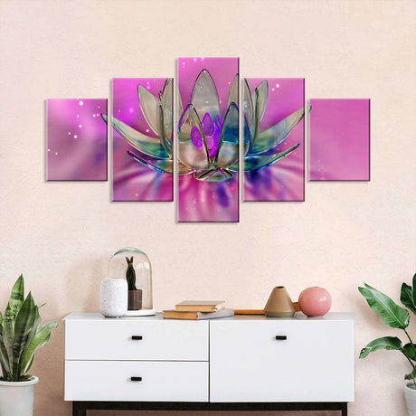 Abstract Crystal Lotus Flower Canvas Wall Art