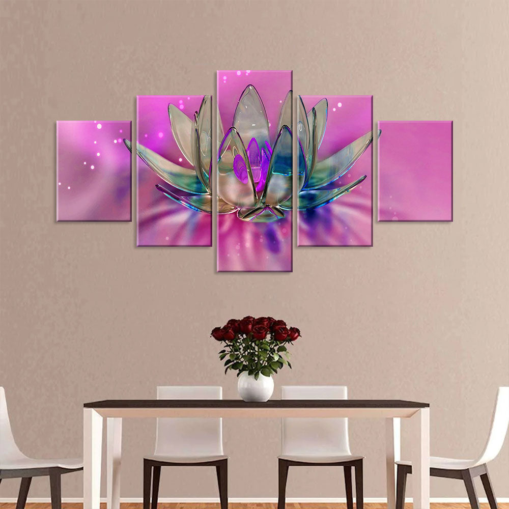 Abstract Crystal Lotus Flower Canvas Wall Art