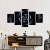 Bloom 5-Piece Abstract Dark Fractal Flower Canvas Wall Art