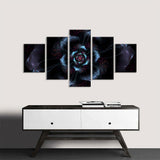 Bloom 5-Piece Abstract Dark Fractal Flower Canvas Wall Art