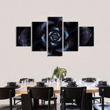 Bloom 5-Piece Abstract Dark Fractal Flower Canvas Wall Art