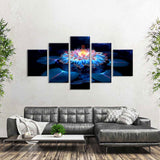 Abstract Digital Lotus Flower Canvas Wall Art