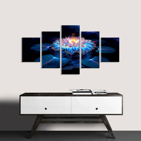 Abstract Digital Lotus Flower Canvas Wall Art