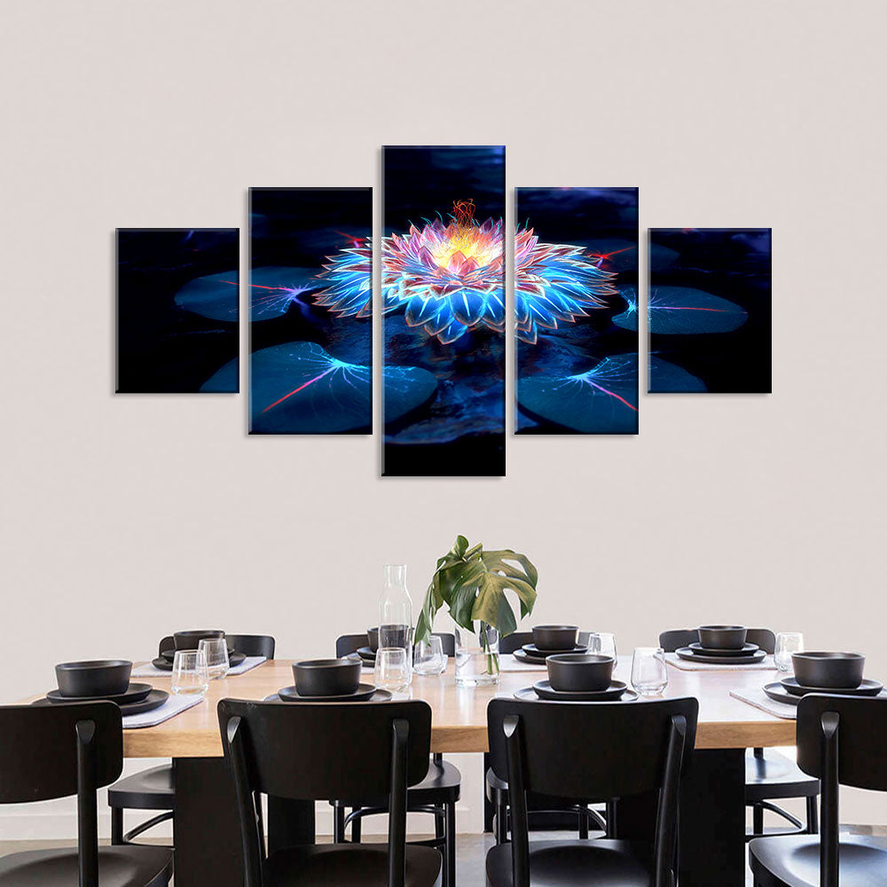 Abstract Digital Lotus Flower Canvas Wall Art