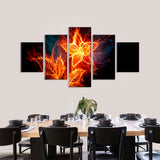 Blossom 5-Piece Abstract Fire Flower Canvas Wall Art