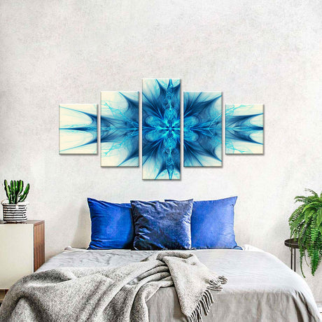 Frozen Petals 5-Piece Abstract Fractal Ice Flower Canvas Wall Art