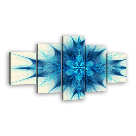 Frozen Petals 5-Piece Abstract Fractal Ice Flower Canvas Wall Art