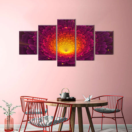 Abstract Gerbera Fractal Flower Canvas Wall Art