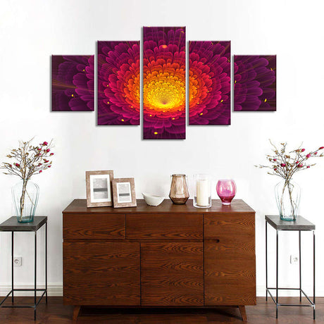 Abstract Gerbera Fractal Flower Canvas Wall Art