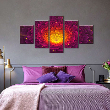 Abstract Gerbera Fractal Flower Canvas Wall Art