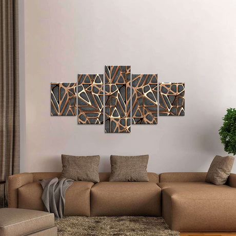 Abstract Gold Metal Pattern Canvas Wall Art