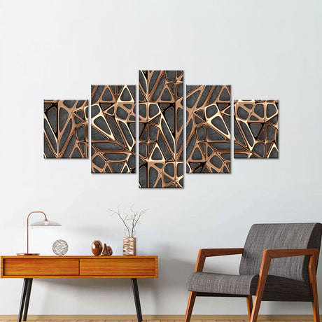 Abstract Gold Metal Pattern Canvas Wall Art