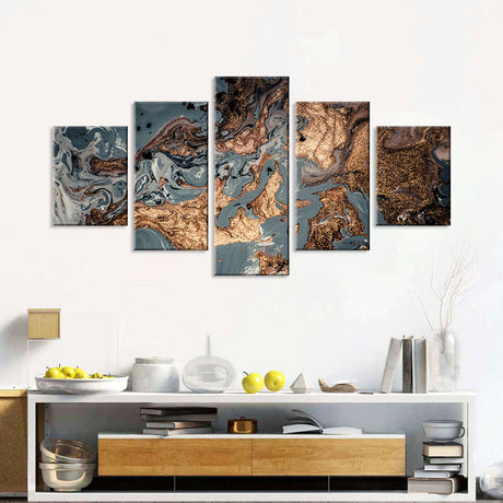 Abstract Gold and Gray Marble Canvas Wall Art