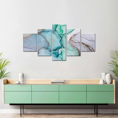 Abstract Green and Gold Flow Canvas Wall Art