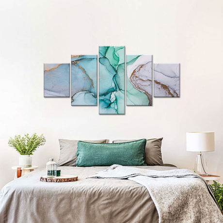 Abstract Green and Gold Flow Canvas Wall Art