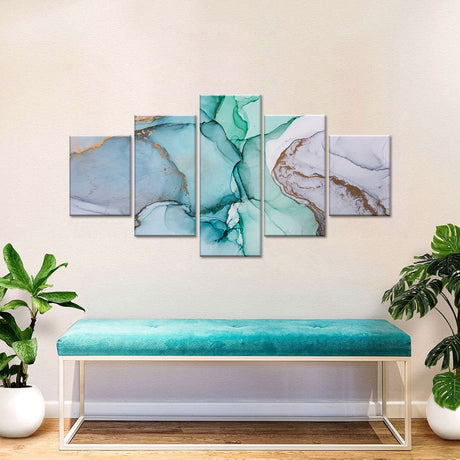 Abstract Green and Gold Flow Canvas Wall Art