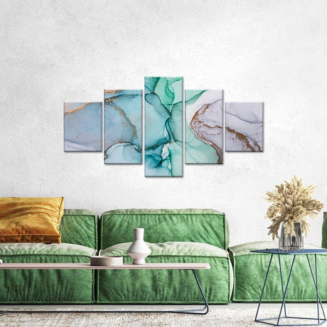 Abstract Green and Gold Flow Canvas Wall Art