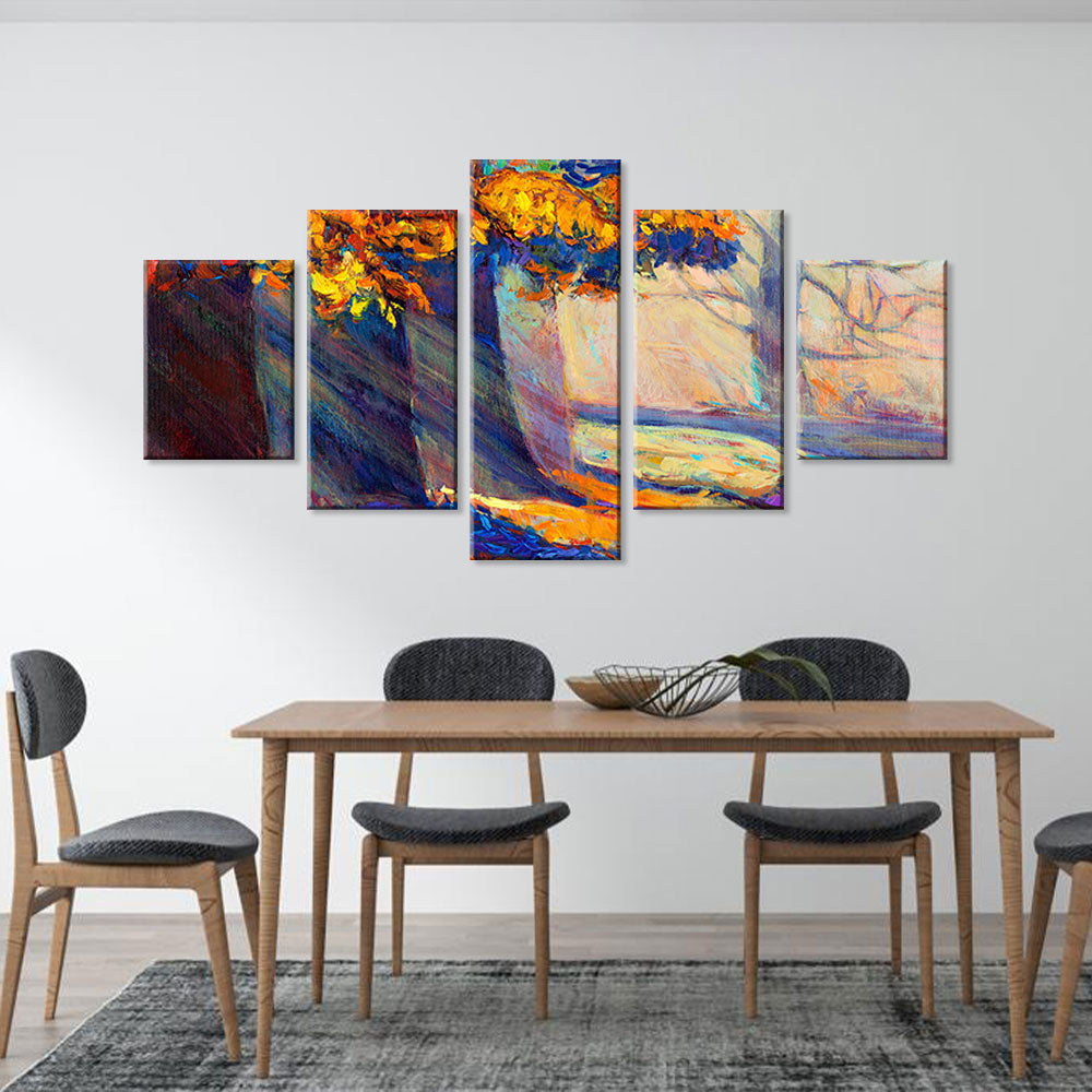 Abstract Morning in the Autumn Forest canvas wall art