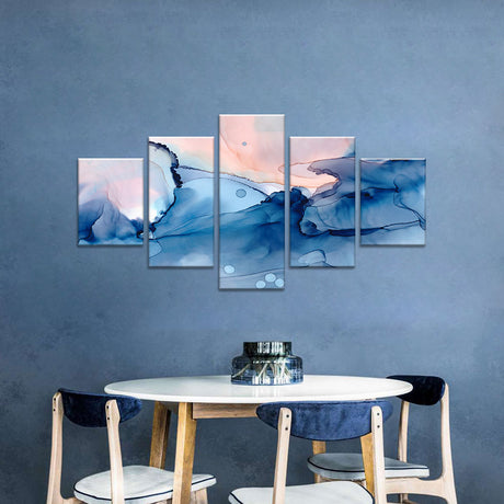 Abstract Ocean Pink Watercolor Canvas Wall Art