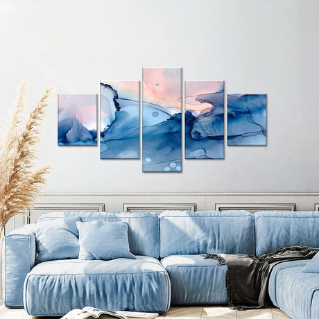 Abstract Ocean Pink Watercolor Canvas Wall Art