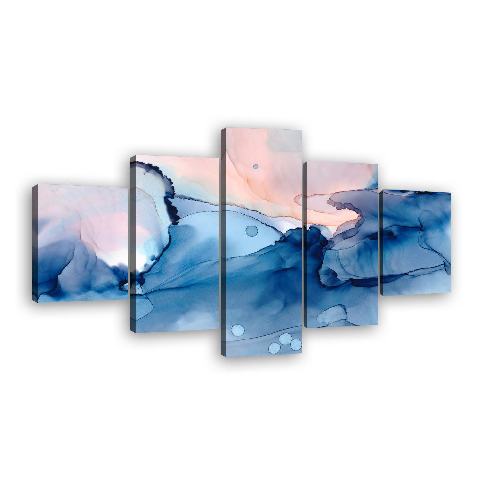 Abstract Ocean Pink Watercolor Canvas Wall Art