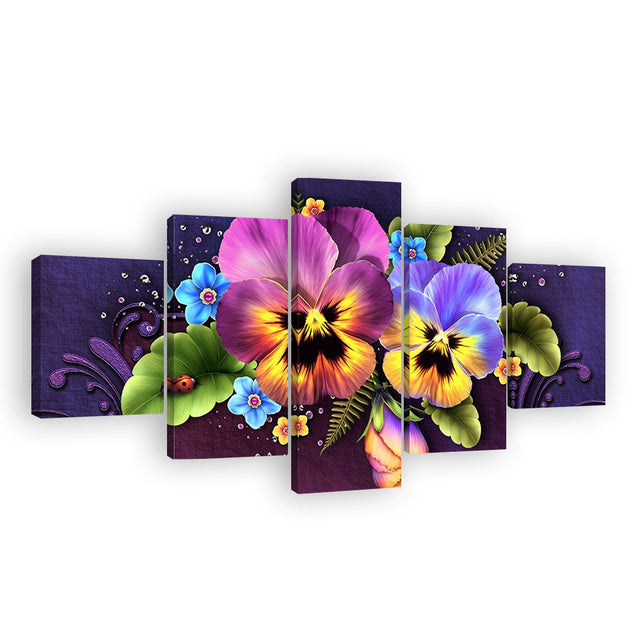 Abstract Pansy Flowers Canvas Wall Art